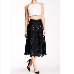NWOT Anthropologie Black Eyelet Skirt